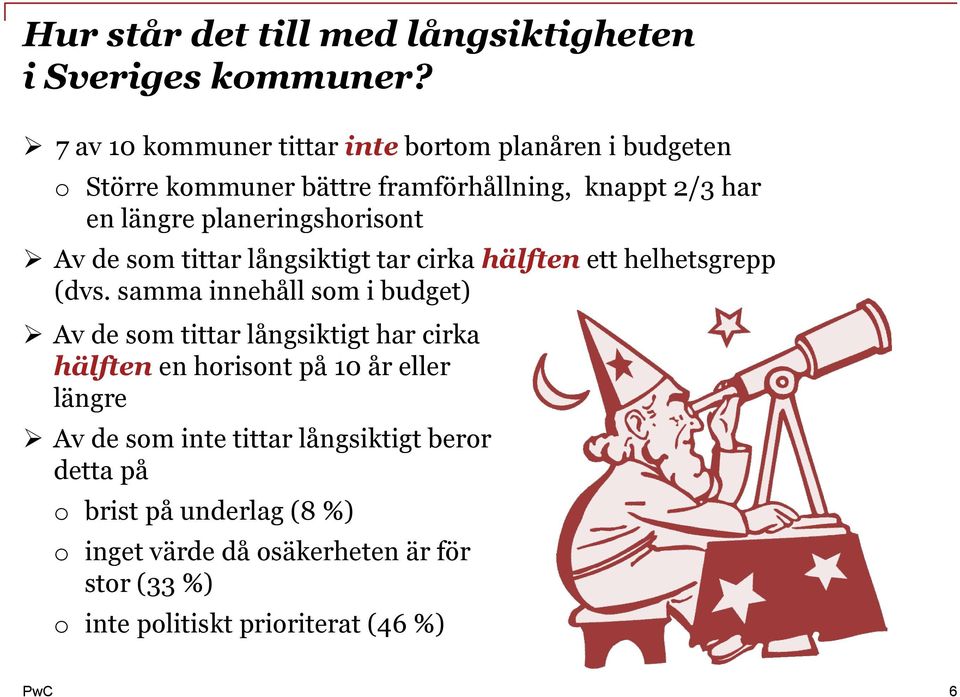 planeringshorisont Av de som tittar långsiktigt tar cirka hälften ett helhetsgrepp (dvs.