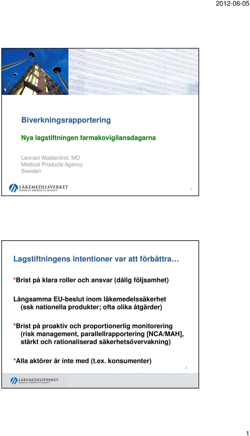 läkemedelssäkerhet (ssk nationella produkter; ofta olika åtgärder) *Brist på proaktiv och proportionerlig monitorering (risk