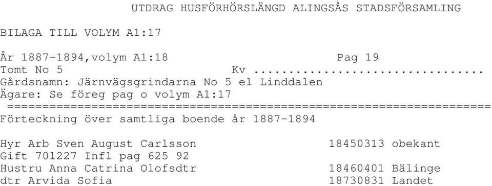 o volym A1:17 Hyr Arb Sven August Carlsson Gift 701227 Infl pag 625 92