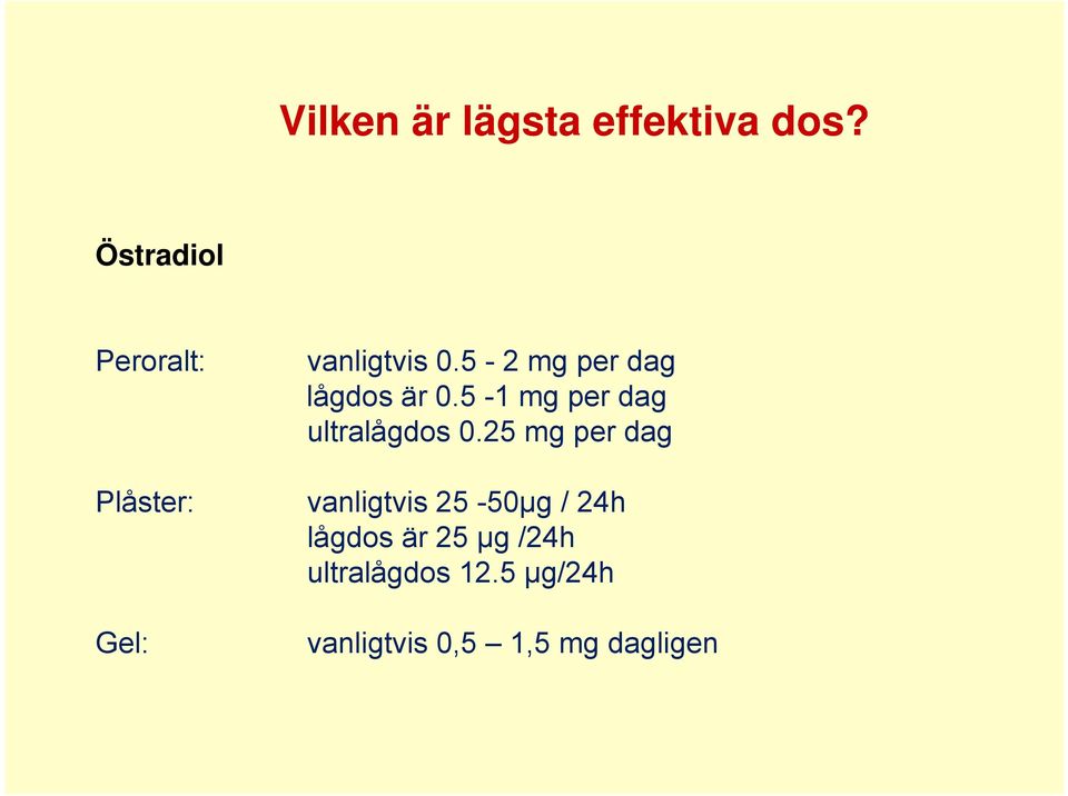 5-2 mg per dag lågdos är 0.5-1 mg per dag ultralågdos 0.