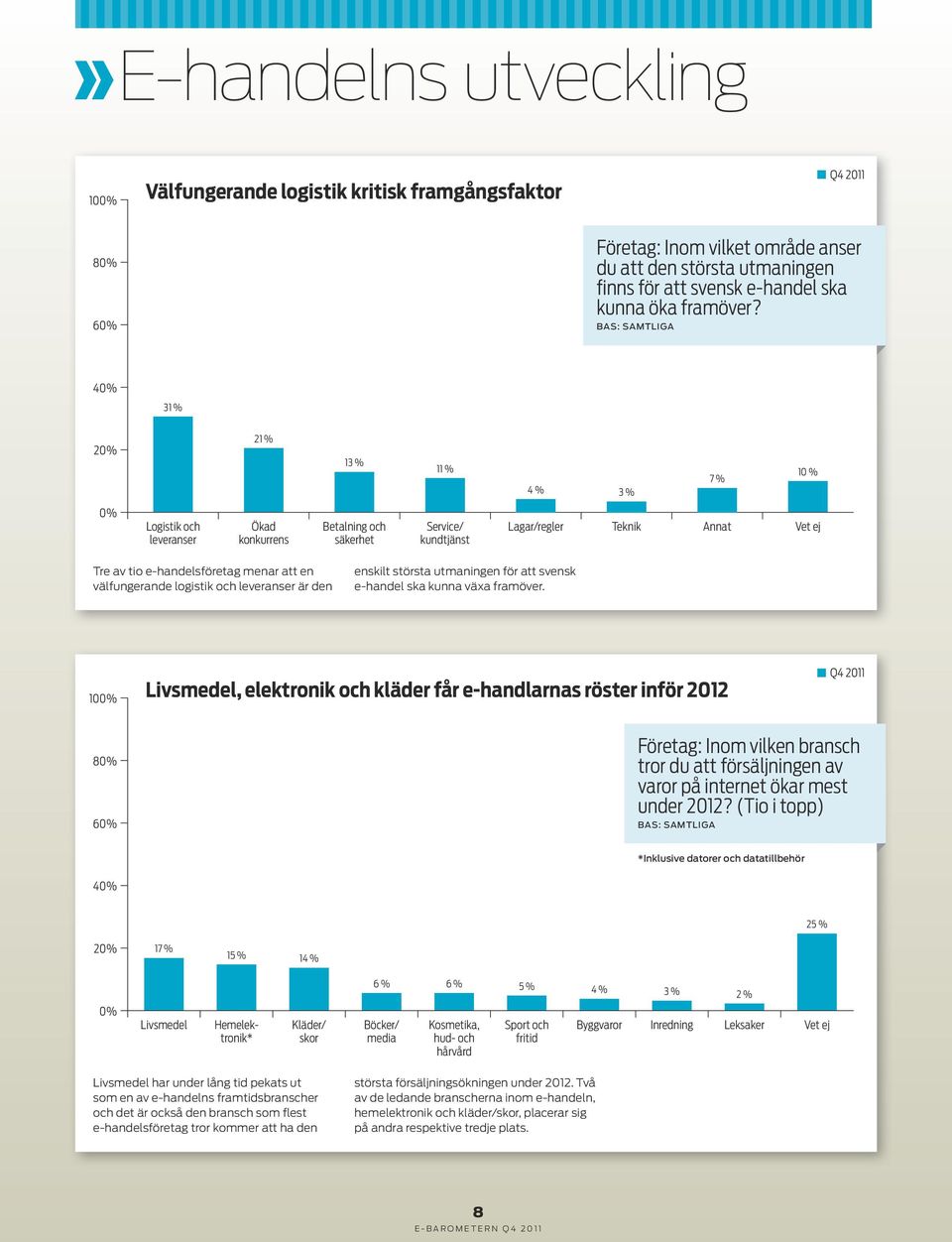 menar att en välfungerande logistik och leveranser är den enskilt största utmaningen för att svensk e-handel ska kunna växa framöver.