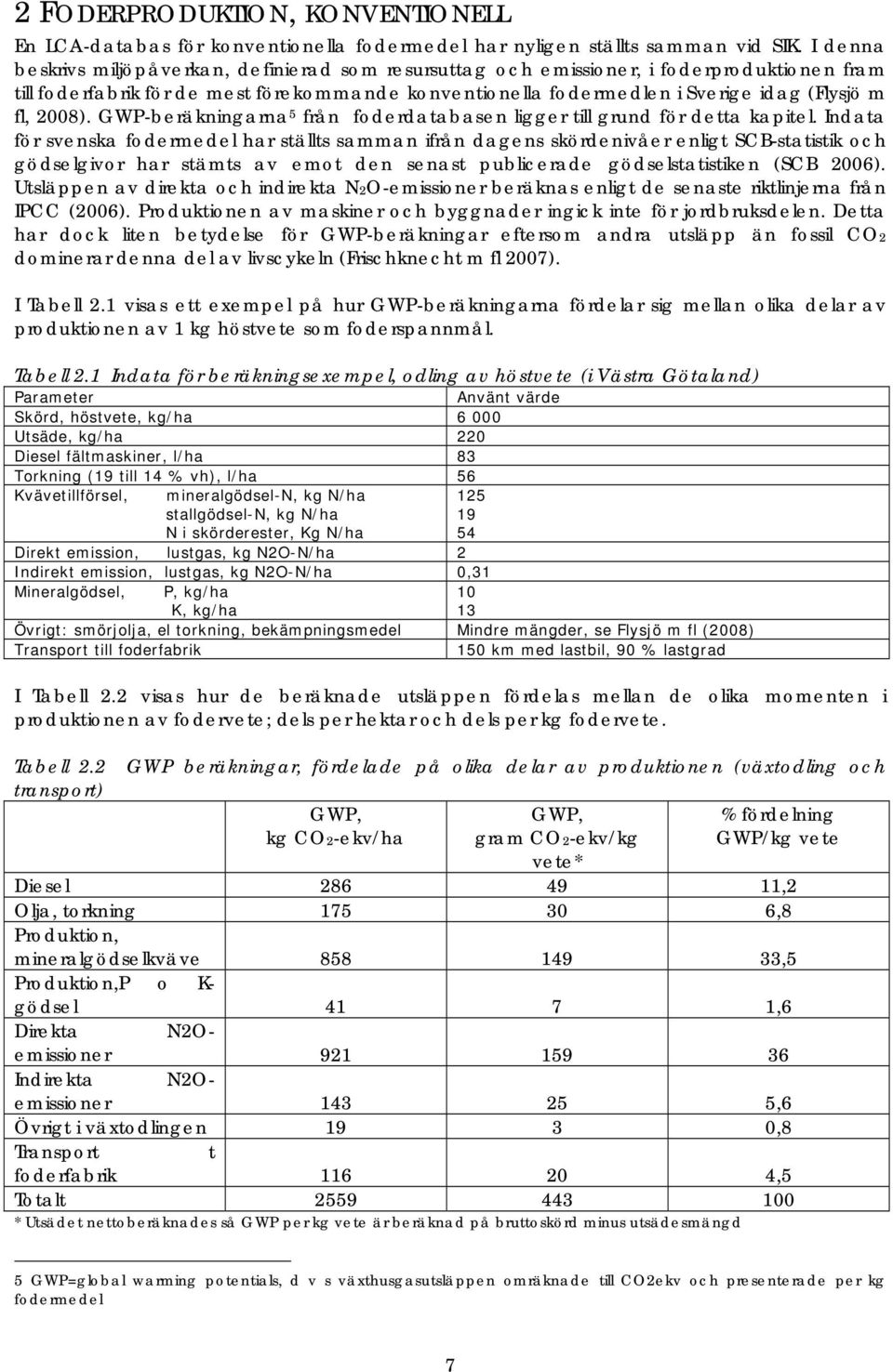 2008). GWP-beräkningarna 5 från foderdatabasen ligger till grund för detta kapitel.