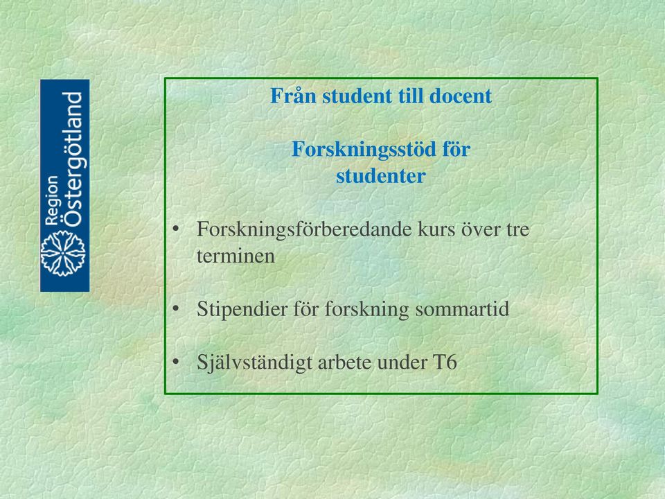 kurs över tre terminen Stipendier för