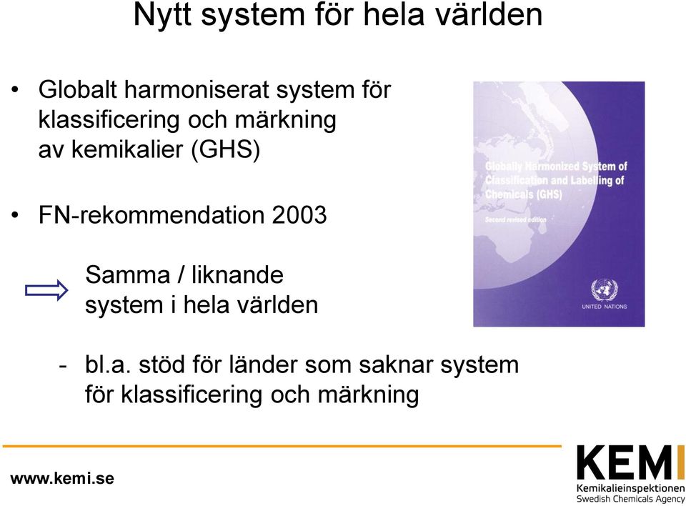 FN-rekommendation 2003 Samma / liknande system i hela världen -