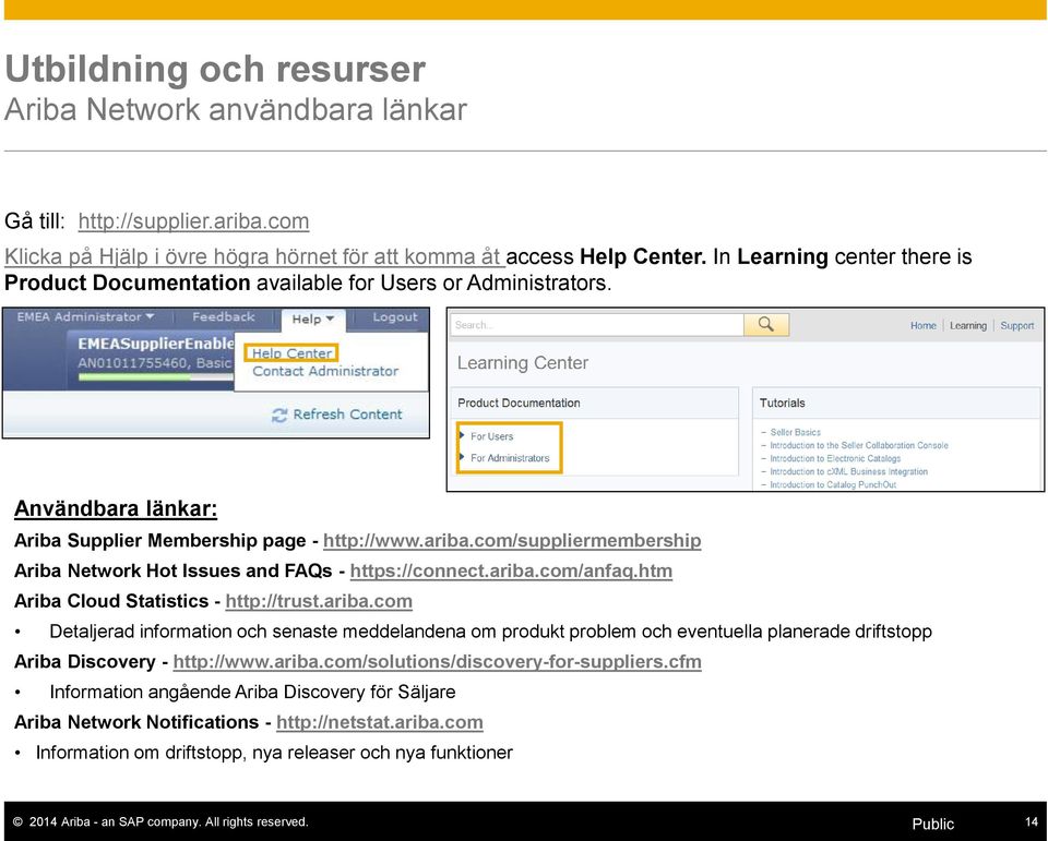 com/suppliermembership Ariba Network Hot Issues and FAQs - https://connect.ariba.