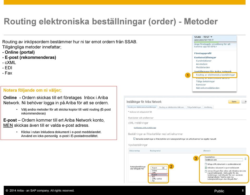 företages Inbox i Ariba Network. Ni behöver logga in på Ariba för att se ordern.