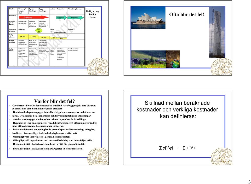 ska fattas. Ofta saknas t ex ekonomiska och förvaltningstekniska utredningar Avtalen med engagerade konsulter och entreprenörer är bristfälliga.