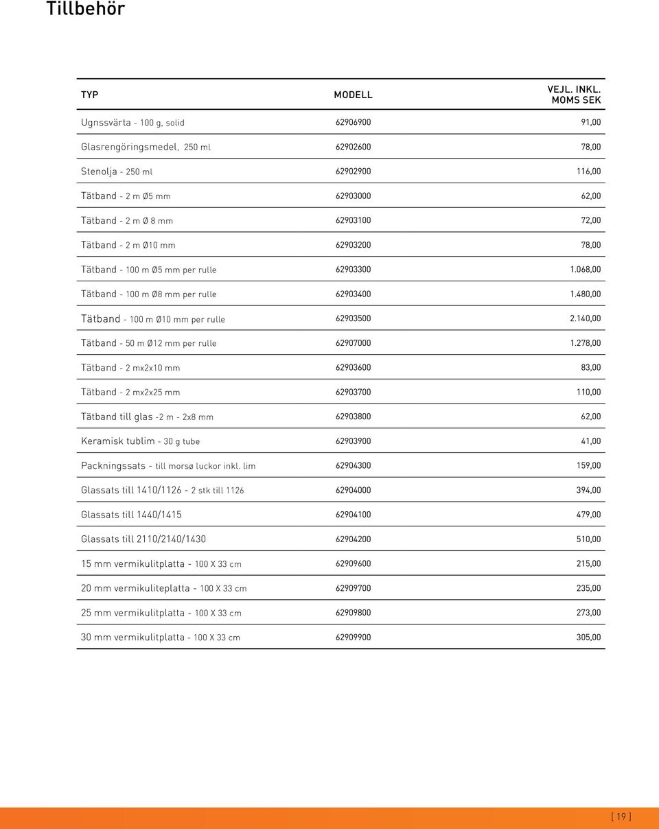 Tätband - 2 m Ø10 mm 62903200 78,00 Tätband - 100 m Ø5 mm per rulle 62903300 1.068,00 Tätband - 100 m Ø8 mm per rulle 62903400 1.480,00 Tätband - 100 m Ø10 mm per rulle 62903500 2.