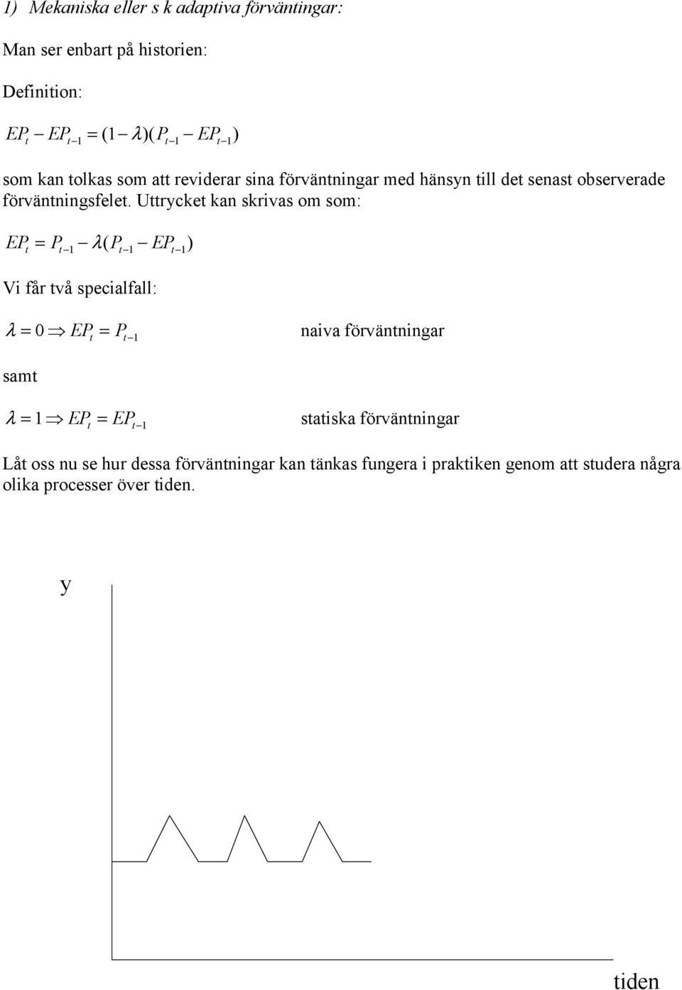Urycke kan skrivas om som: EP = P λ( P EP ) Vi får vå specialfall: λ = 0 EP = P naiva förvänningar sam λ = EP = EP