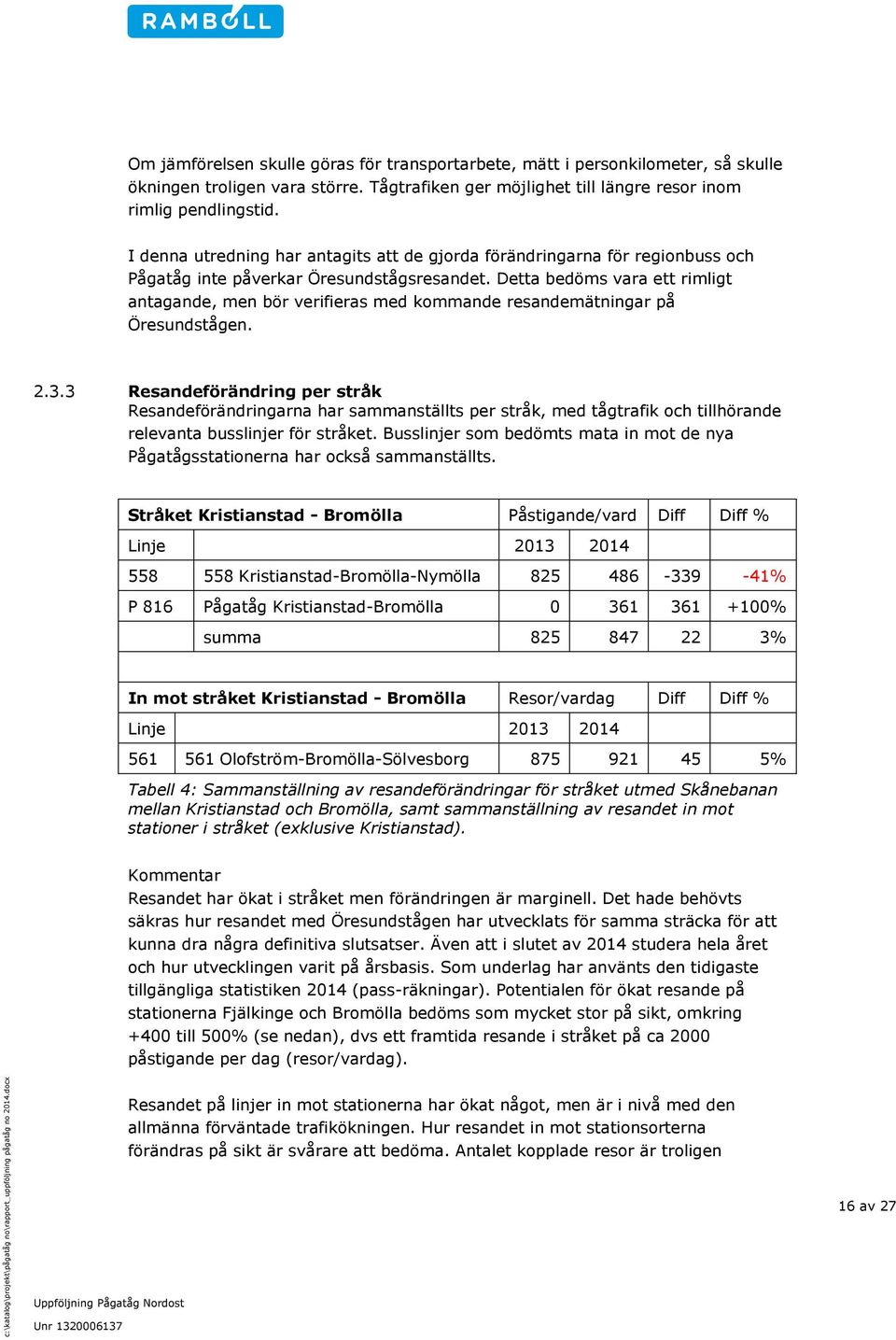 Detta bedöms vara ett rimligt antagande, men bör verifieras med kommande resandemätningar på Öresundstågen. 2.3.