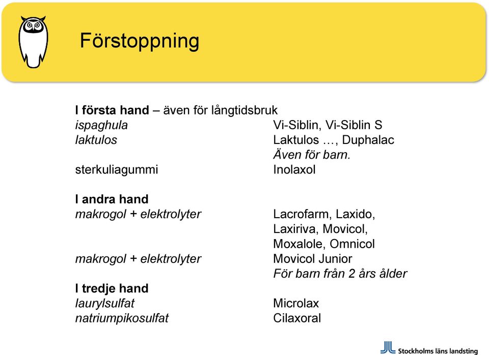 sterkuliagummi Inolaxol I andra hand makrogol + elektrolyter makrogol + elektrolyter I