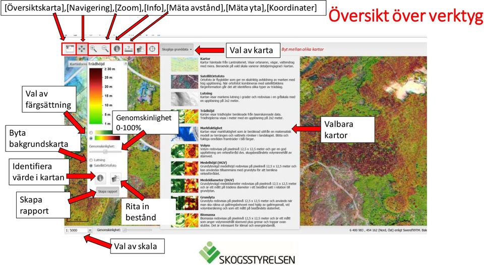 kartor Val av färgsättning Byta bakgrundskarta Identifiera värde i