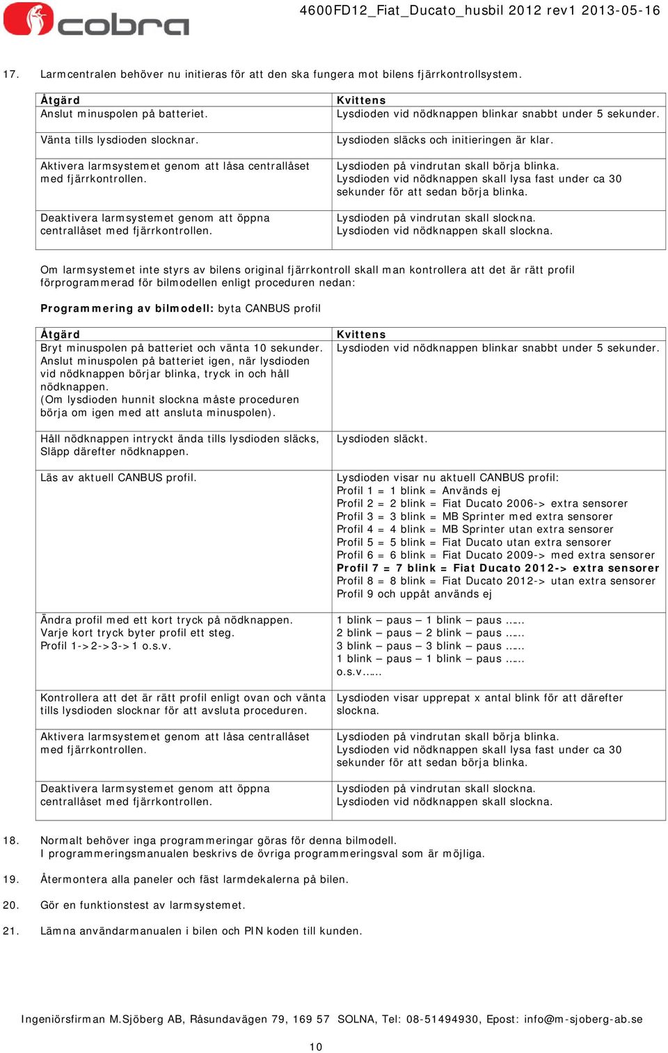 Kvittens Lysdioden vid nödknappen blinkar snabbt under 5 sekunder. Lysdioden släcks och initieringen är klar. Lysdioden på vindrutan skall börja blinka.