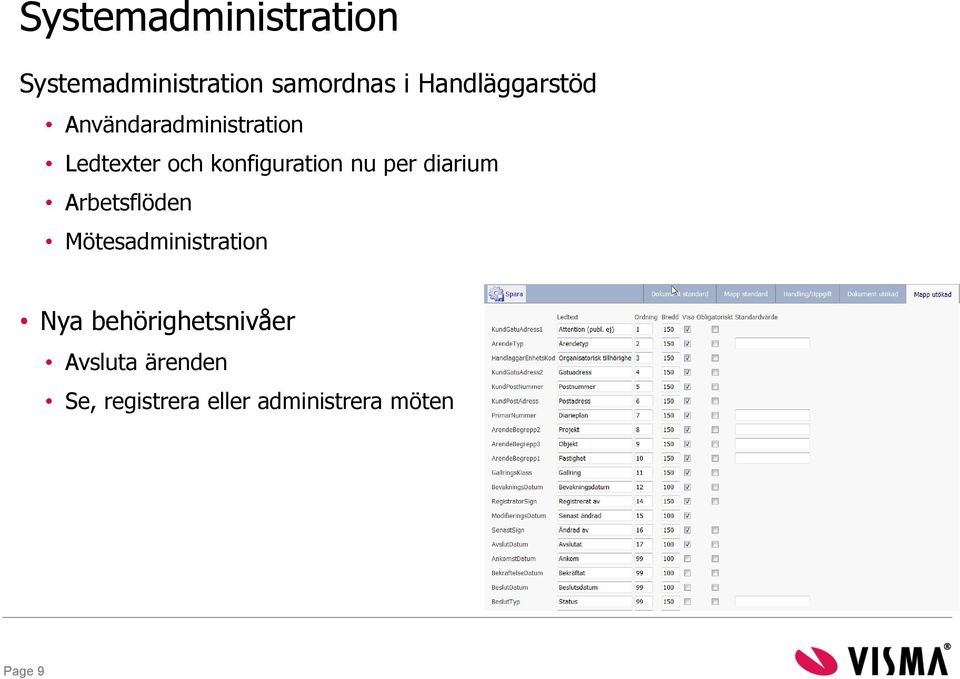 konfiguration nu per diarium Arbetsflöden Mötesadministration