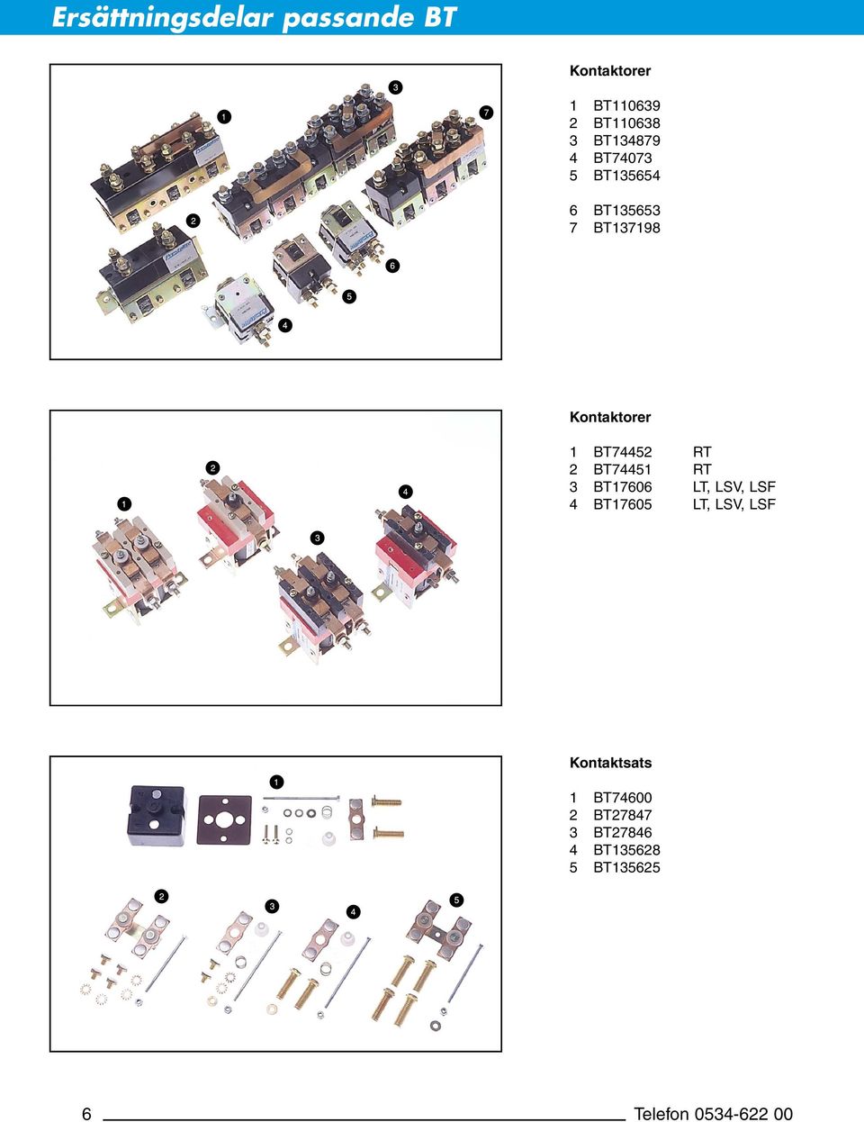 BT74451 RT 3 BT17606 LT, LSV, LSF 4 BT17605 LT, LSV, LSF