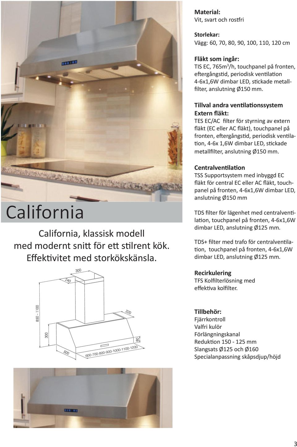 metallfilter, California California, klassisk modell med modernt snitt för ett stilrent kök. Effektivitet med storkökskänsla.