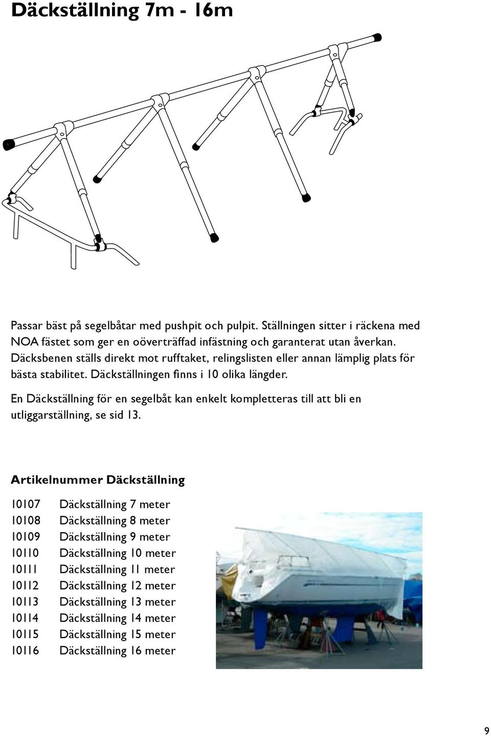 En Däckställning för en segelbåt kan enkelt kompletteras till att bli en utliggarställning, se sid 13.