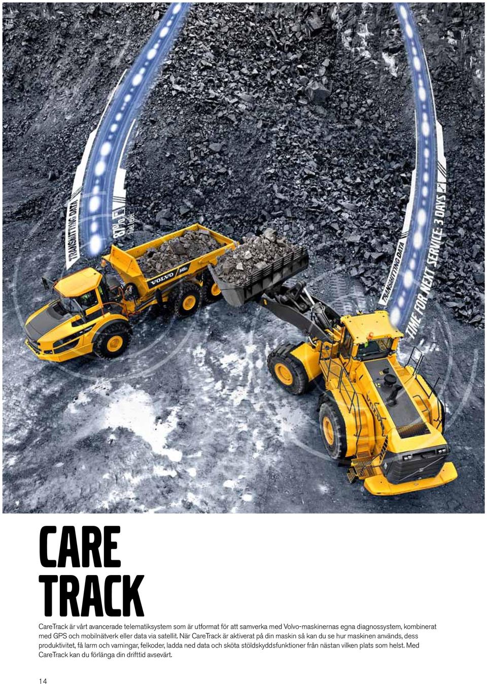 När CareTrack är aktiverat på din maskin så kan du se hur maskinen används, dess produktivitet, få larm och