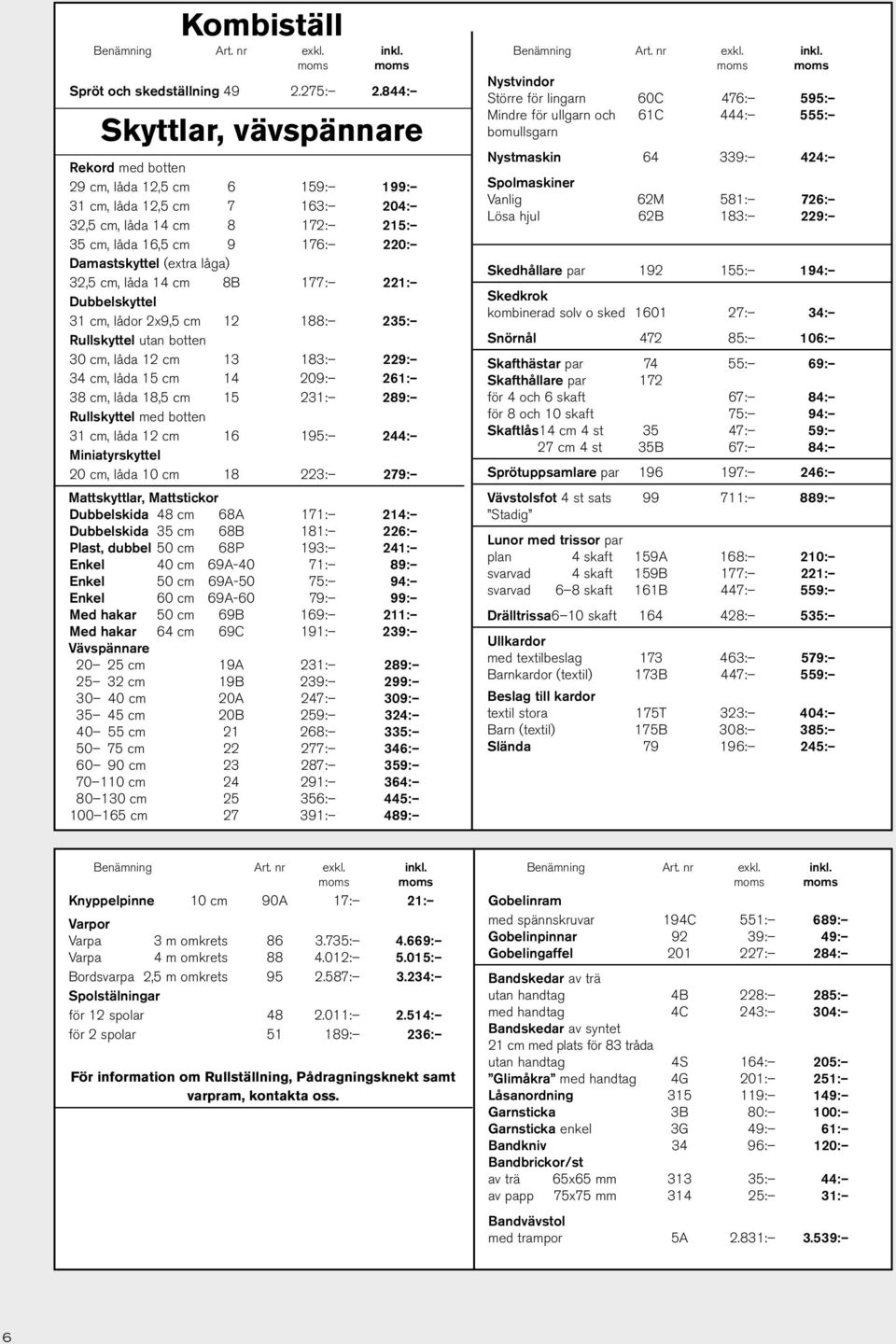 32,5 cm, låda 14 cm 8B 177: 221: Dubbelskyttel 31 cm, lådor 2x9,5 cm 12 188: 235: Rullskyttel utan botten 30 cm, låda 12 cm 13 183: 229: 34 cm, låda 15 cm 14 209: 261: 38 cm, låda 18,5 cm 15 231: