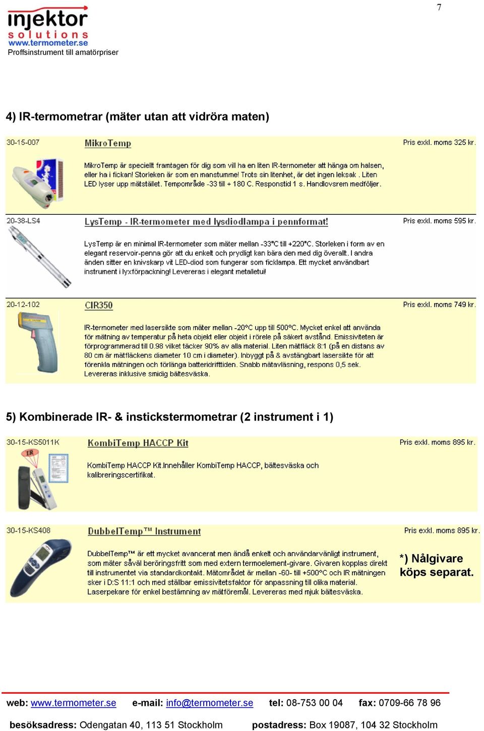 IR- & instickstermometrar (2