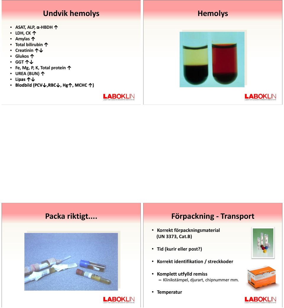 .. Förpackning - Transport Korrekt förpackningsmaterial (UN 3373, Cat.