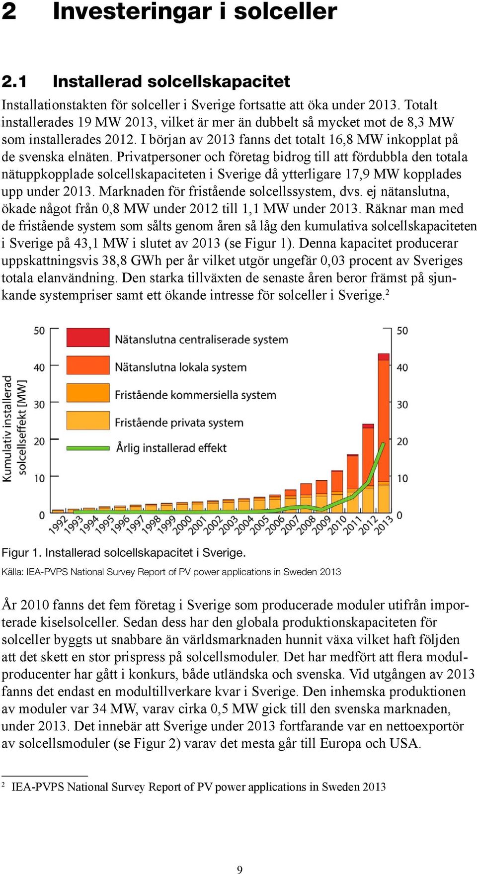 Privatpersoner och företag bidrog till att fördubbla den totala nätuppkopplade solcellskapaciteten i Sverige då ytterligare 17,9 MW kopplades upp under 2013.