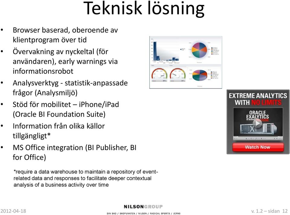 Information från olika källor tillgängligt* MS Office integration (BI Publisher, BI for Office) *require a data warehouse to maintain a