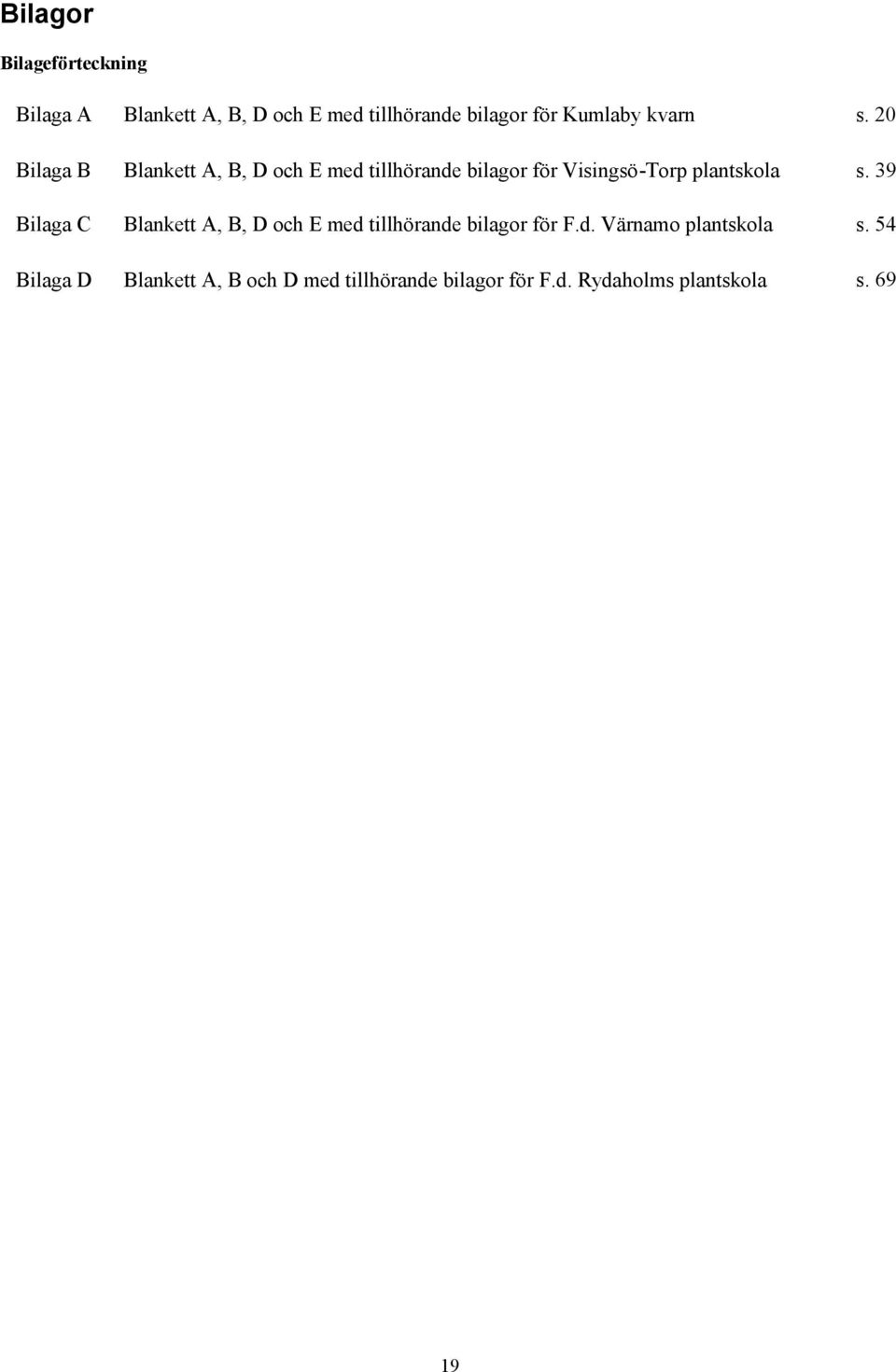 20 Bilaga B Blankett A, B, D och E med tillhörande bilagor för Visingsö-Torp plantskola s.