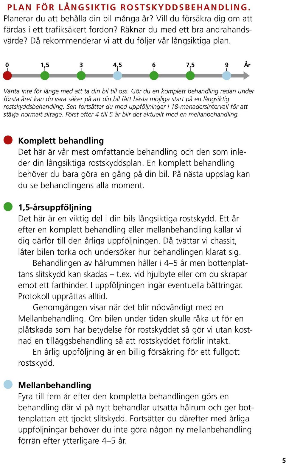Gör du en komplett behandling redan under första året kan du vara säker på att din bil fått bästa möjliga start på en långsiktig rostskyddsbehandling.
