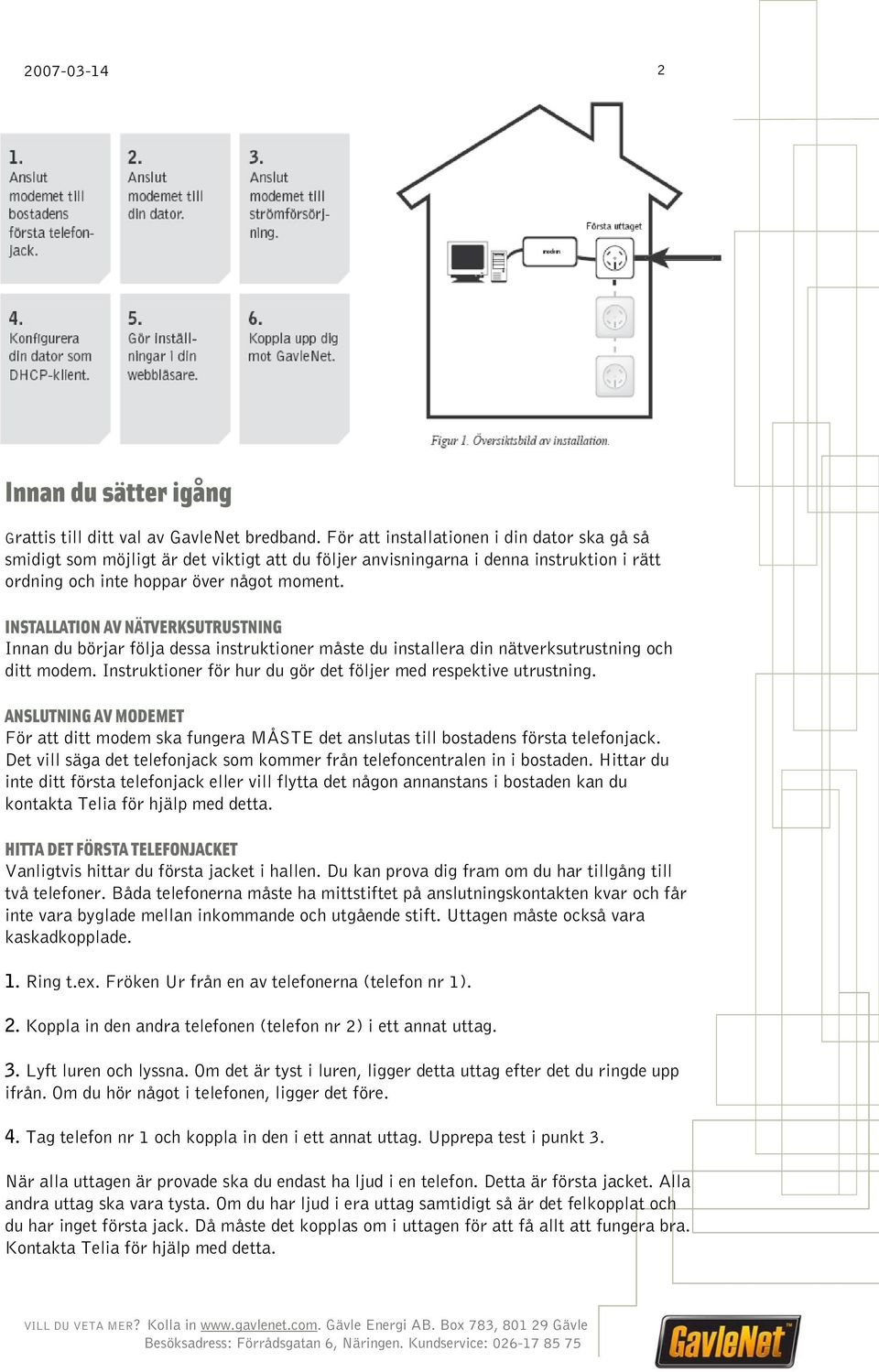 INSTALLATION AV NÄTVERKSUTRUSTNING Innan du börjar följa dessa instruktioner måste du installera din nätverksutrustning och ditt modem.