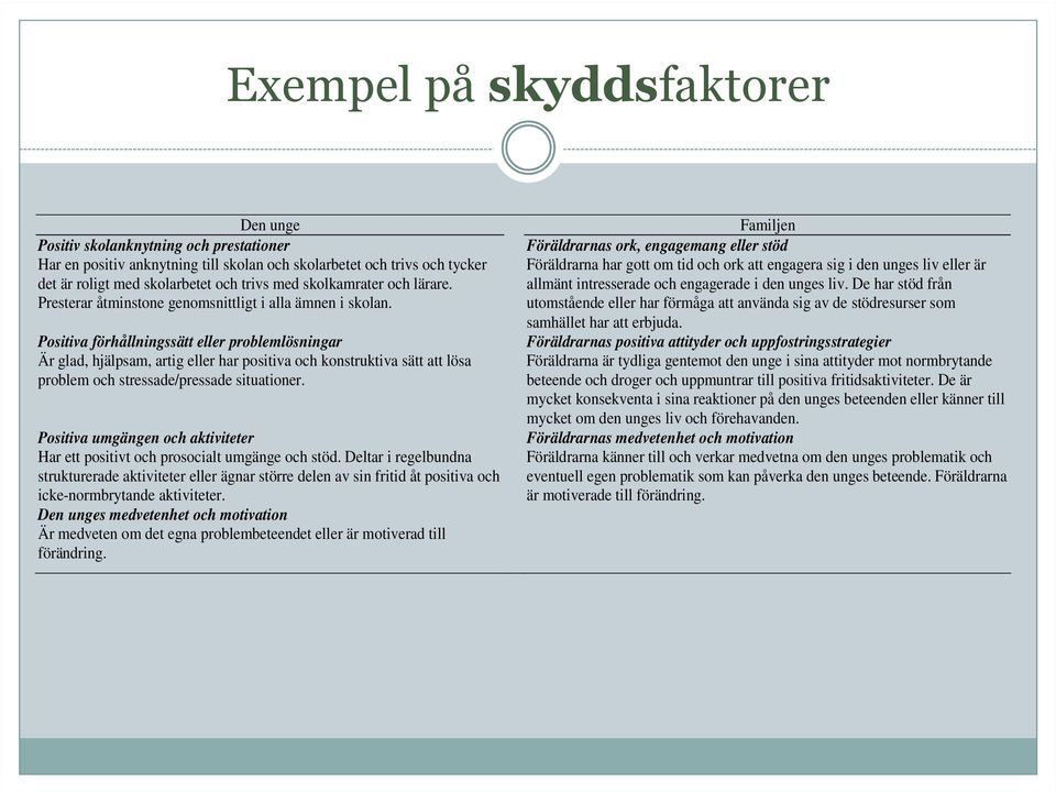 Föräldrarna har gott om tid och ork att engagera sig i den unges liv eller är allmänt intresserade och engagerade i den unges liv.