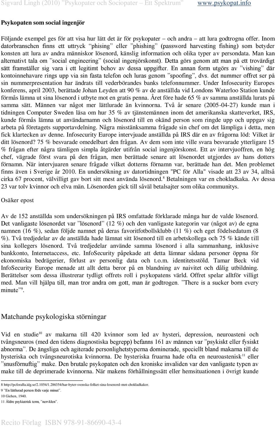 Sigvard Lingh (2010) Psykopater och Sociopater Ett Spektrum - PDF ...