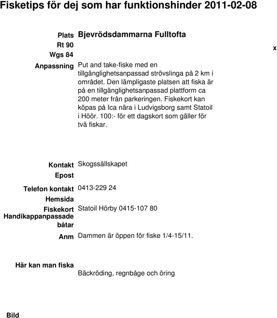 Fiskekort kan köpas på Ica nära i Ludvigsborg samt Statoil i Höör. 100:- för ett dagskort som gäller för två fiskar.