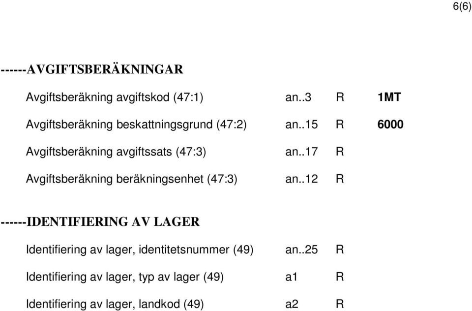 .15 R 6000 Avgiftsberäkning avgiftssats (47:3) an..17 R Avgiftsberäkning beräkningsenhet (47:3) an.