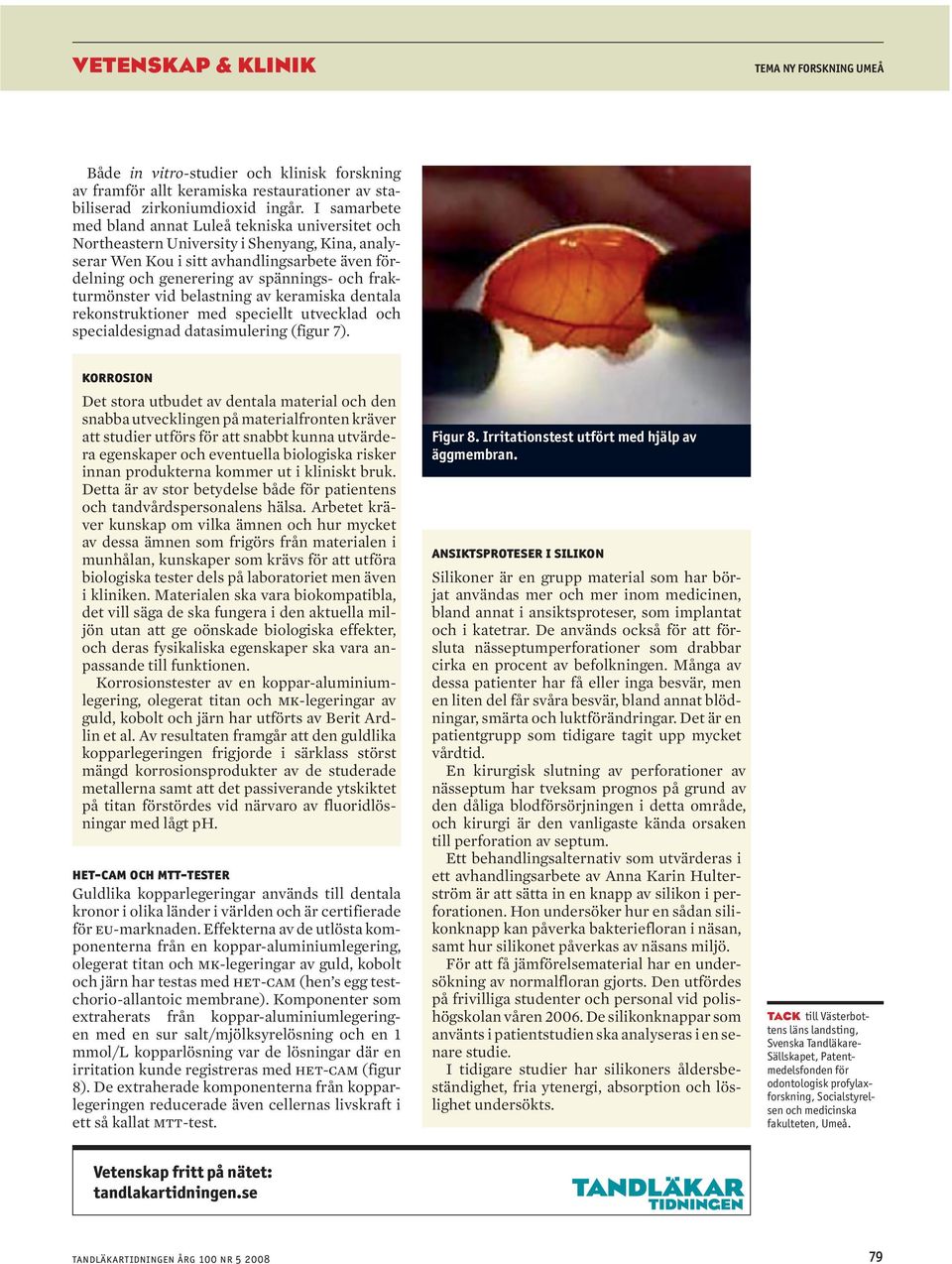 frakturmönster vid belastning av keramiska dentala rekonstruktioner med speciellt utvecklad och specialdesignad datasimulering (figur 7).