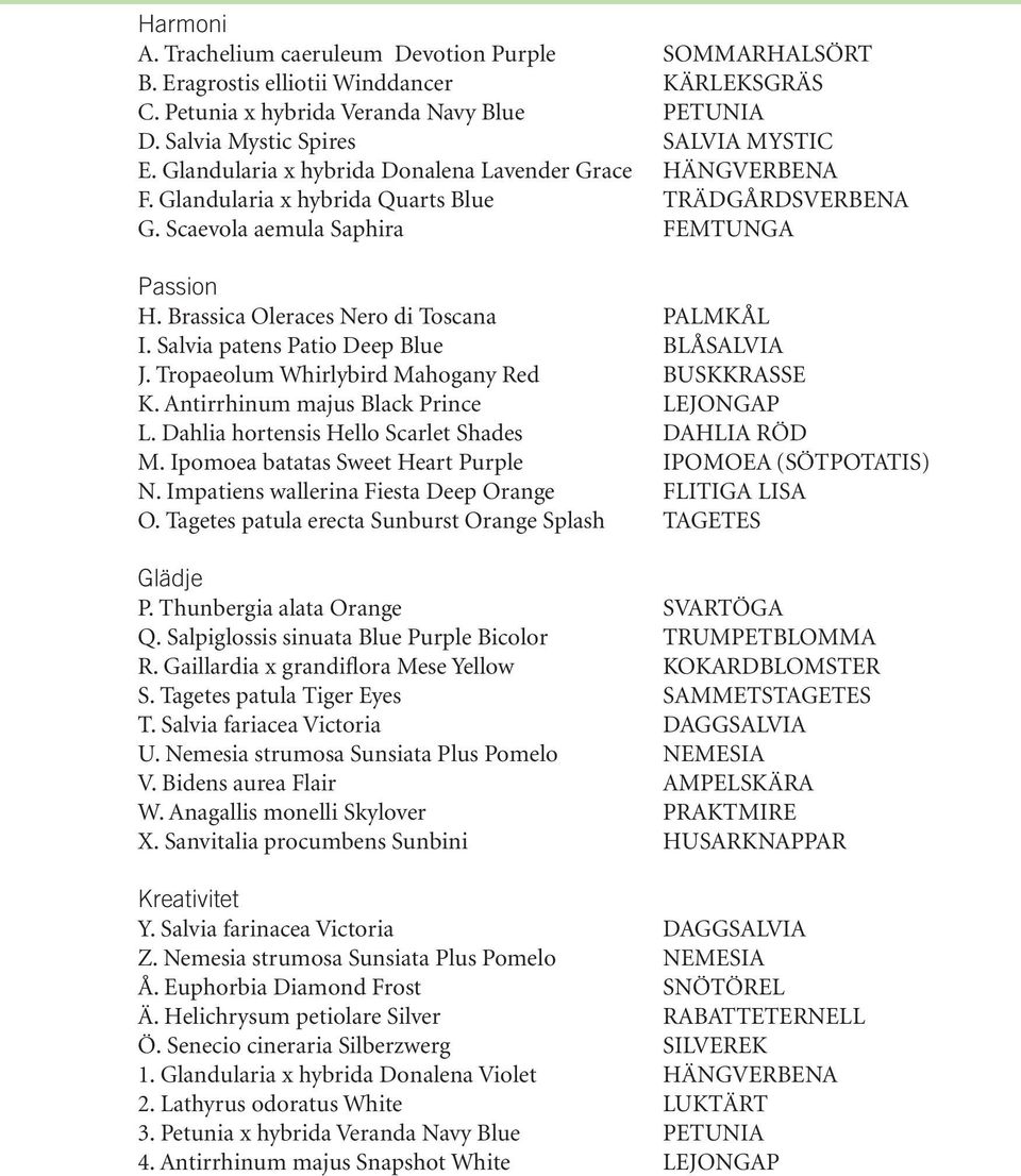 Salvia patens Patio eep Blue BÅSAVIA. Tropaeolum Whirlybird Mahogany ed BUSASSE. Antirrhinum majus Black Prince EONGAP. ahlia hortensis Hello Scarlet Shades AHIA Ö M.