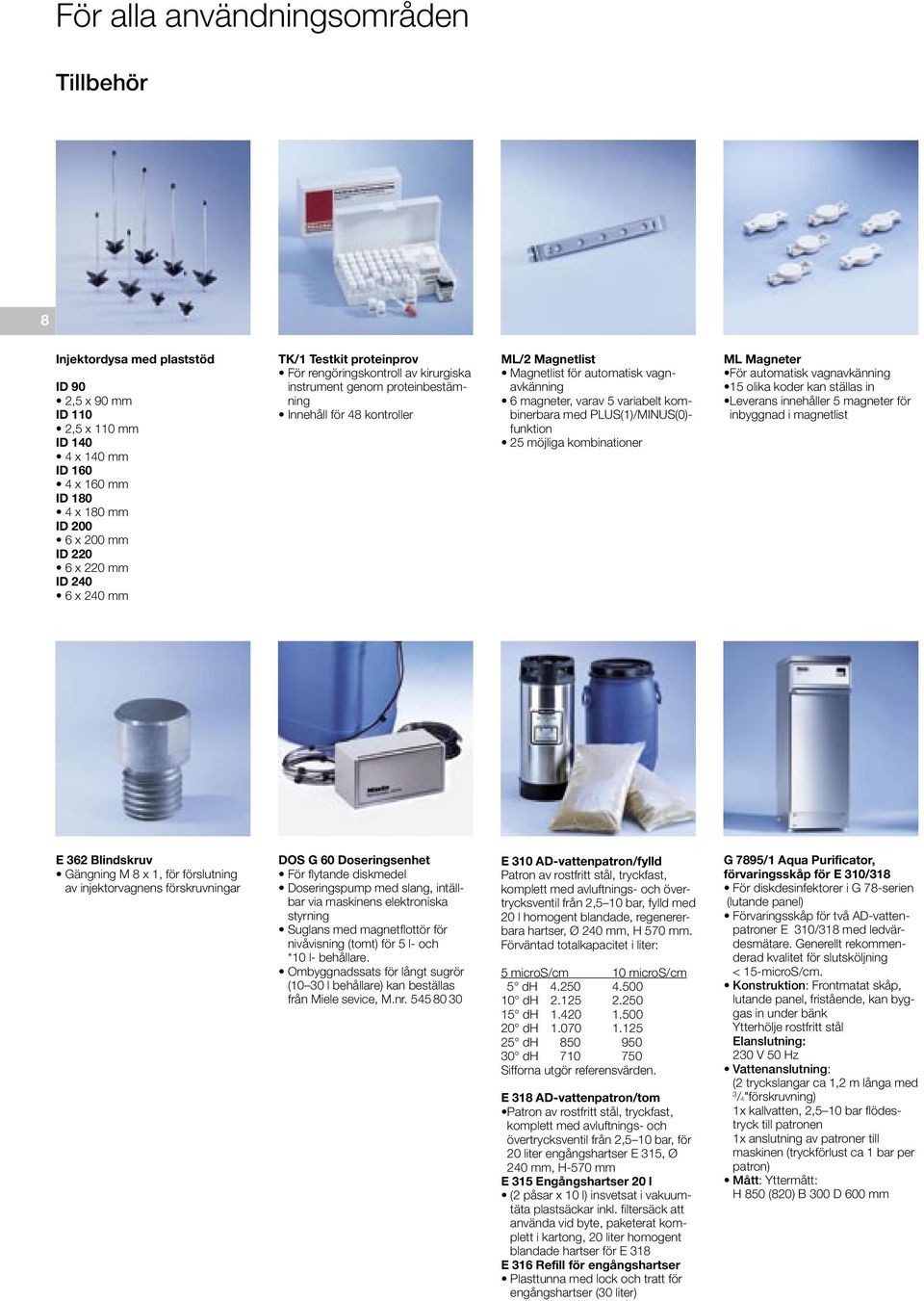 med PLUS(1)/MINUS(0)- funktion 25 möjliga kombinationer ML Magneter För automatisk vagnavkänning 15 olika koder kan ställas in Leverans innehåller 5 magneter för inbyggnad i magnetlist E 362