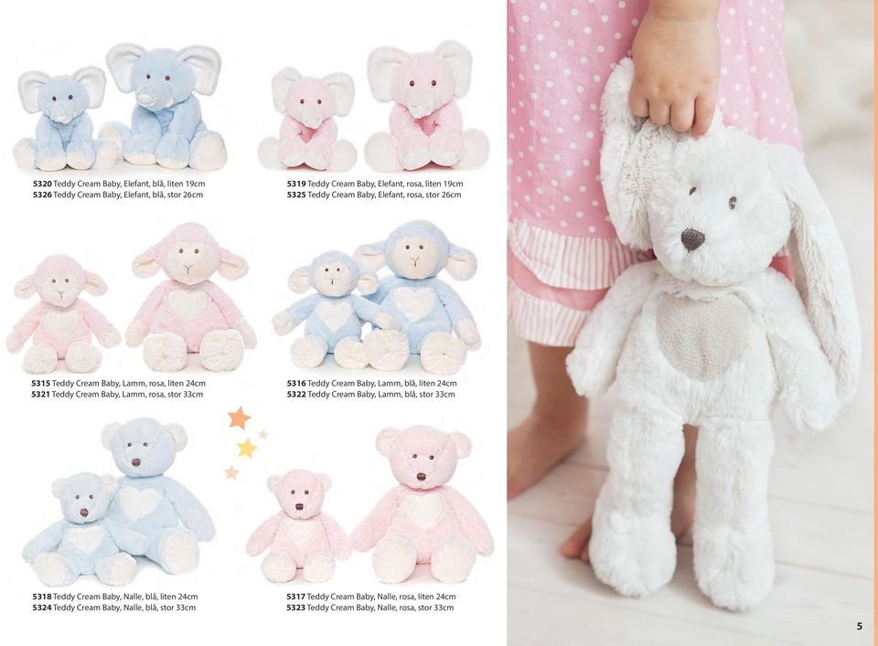 33cm 5316 Teddy Cream Baby, Lamm, blå, liten 24cm 5322 Teddy Cream Baby, Lamm, blå, stor 33cm 5318 Teddy Cream Baby, Nalle, blå, liten 24cm