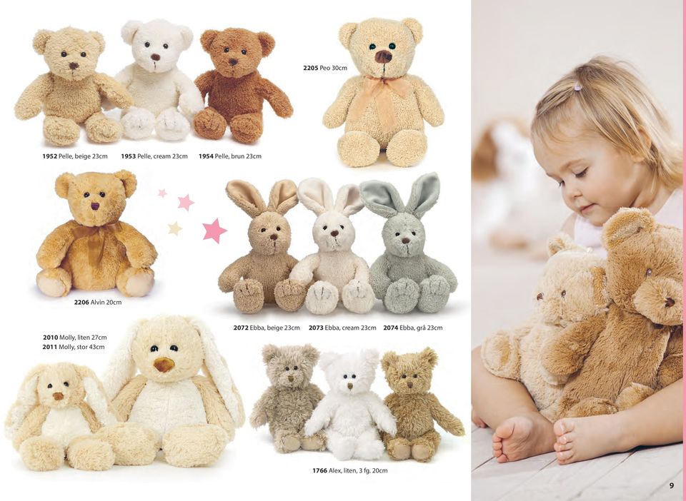 27cm 2011 Molly, stor 43cm 2072 Ebba, beige 23cm 2073 Ebba,