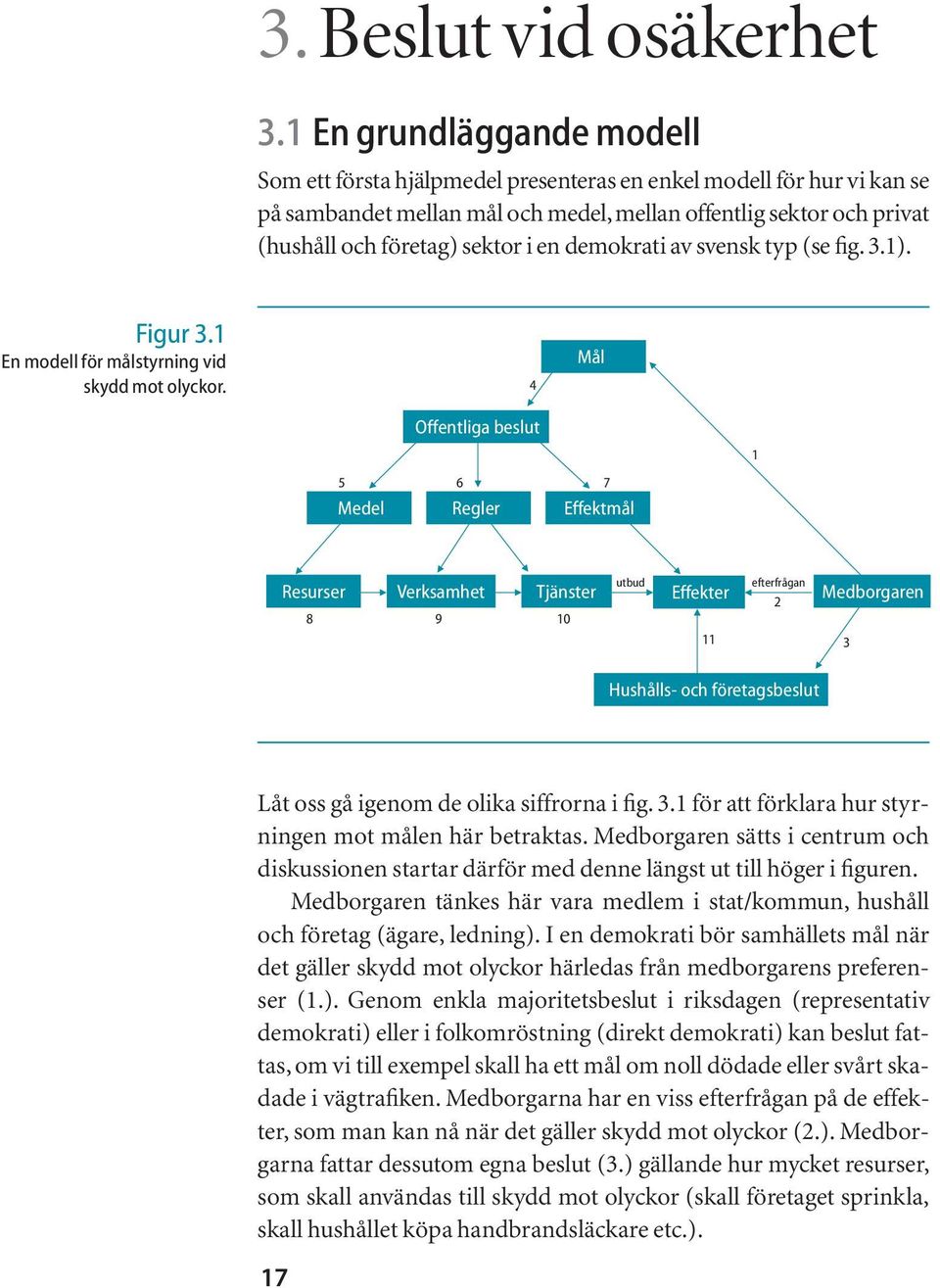 en demokrati av svensk typ (se fig. 3.1). Figur 3.1 En modell för målstyrning vid skydd mot olyckor.