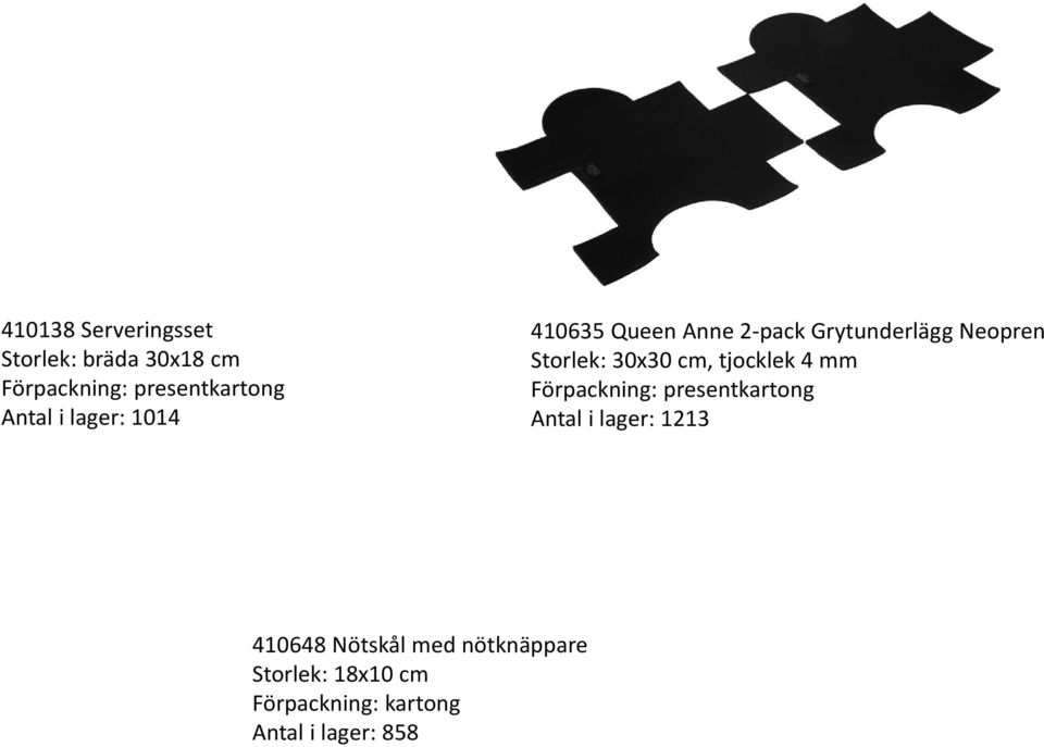 Neopren Storlek: 30x30 cm, tjocklek 4 mm Förpackning: