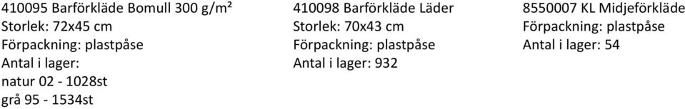 95-1534st 410098 Barförkläde Läder