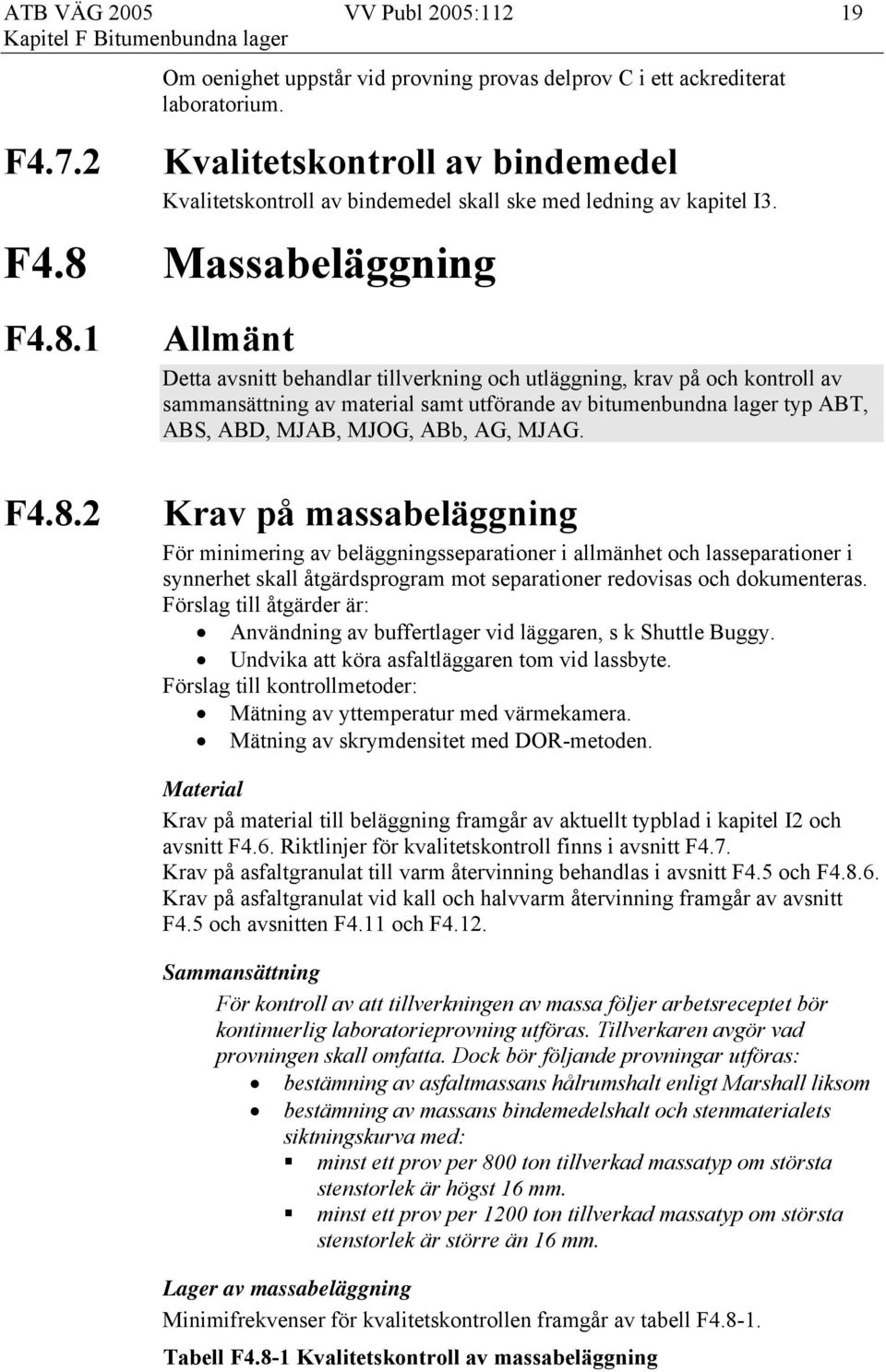 Massabeläggning 19 F4.8.