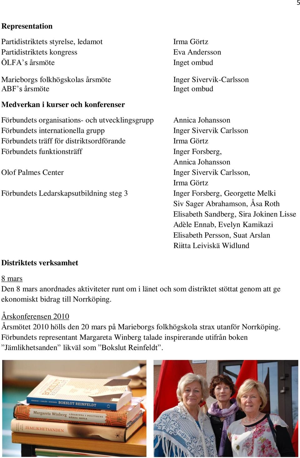 funktionsträff Olof Palmes Center Förbundets Ledarskapsutbildning steg 3 Annica Johansson Inger Sivervik Carlsson Irma Görtz Inger Forsberg, Annica Johansson Inger Sivervik Carlsson, Irma Görtz Inger