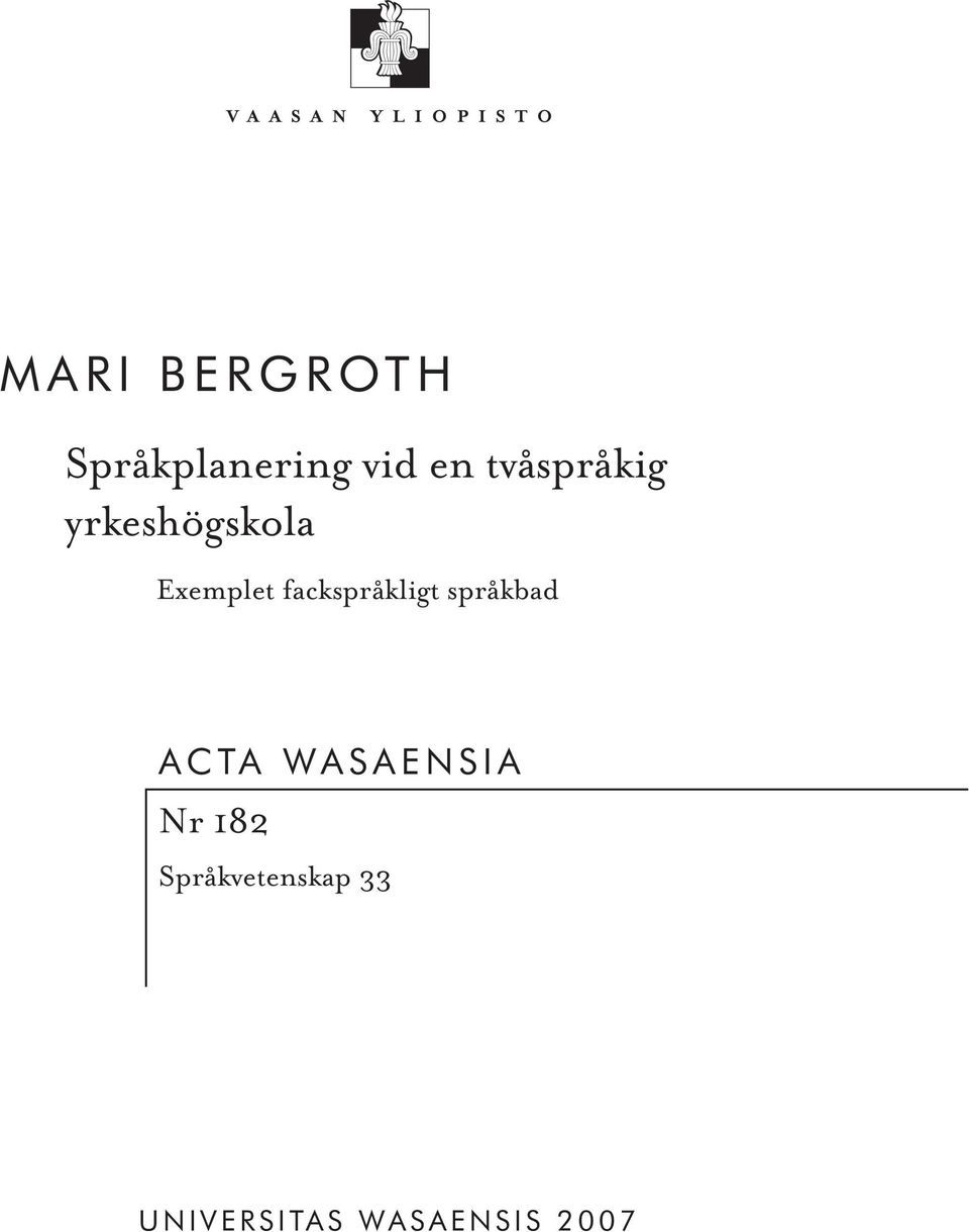 fackspråkligt språkbad ACTA WASAENSIA