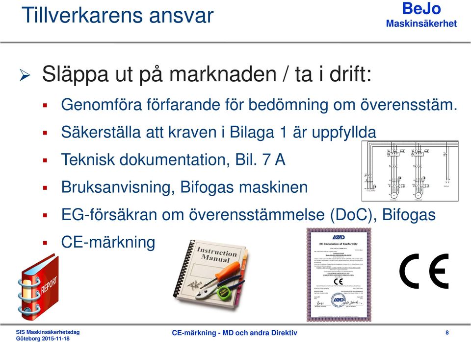 Säkerställa att kraven i Bilaga 1 är uppfyllda Teknisk dokumentation,