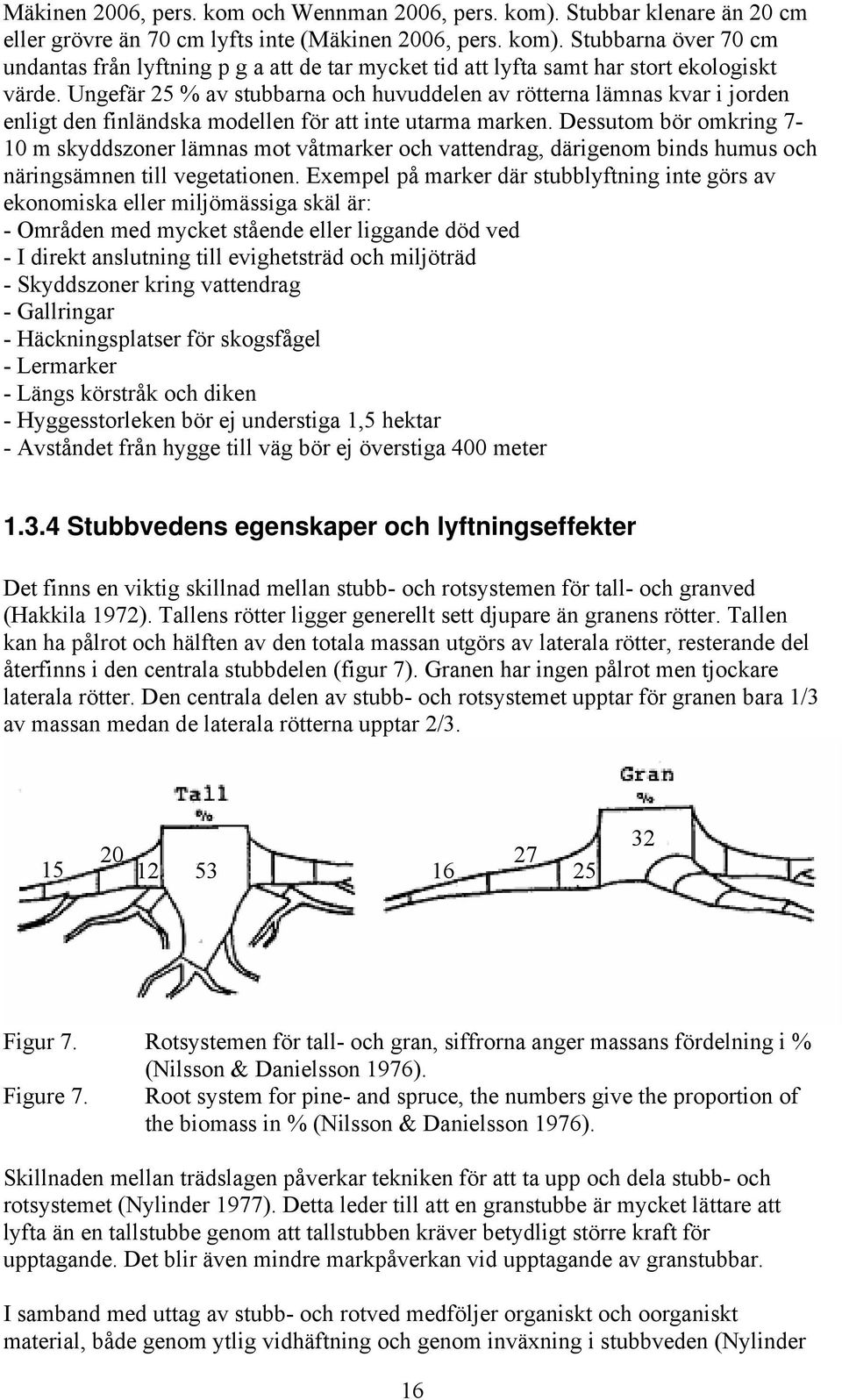 Dessutom bör omkring 7-10 m skyddszoner lämnas mot våtmarker och vattendrag, därigenom binds humus och näringsämnen till vegetationen.