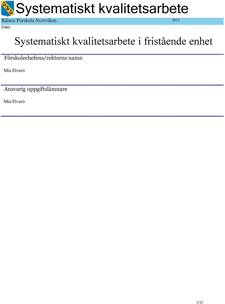 kvalitetsarbete i fristående enhet