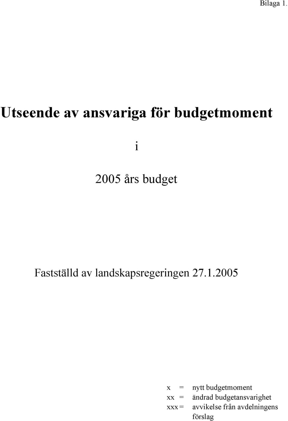 budget Fastställd av landskapsregeringen 27.1.