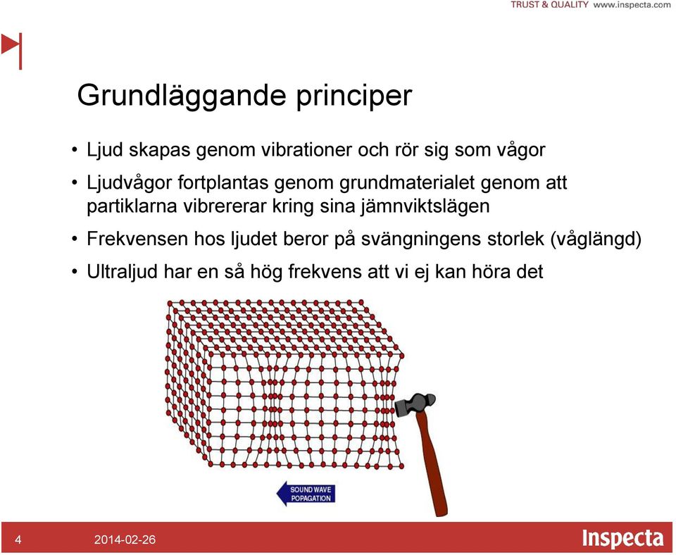 vibrererar kring sina jämnviktslägen Frekvensen hos ljudet beror på